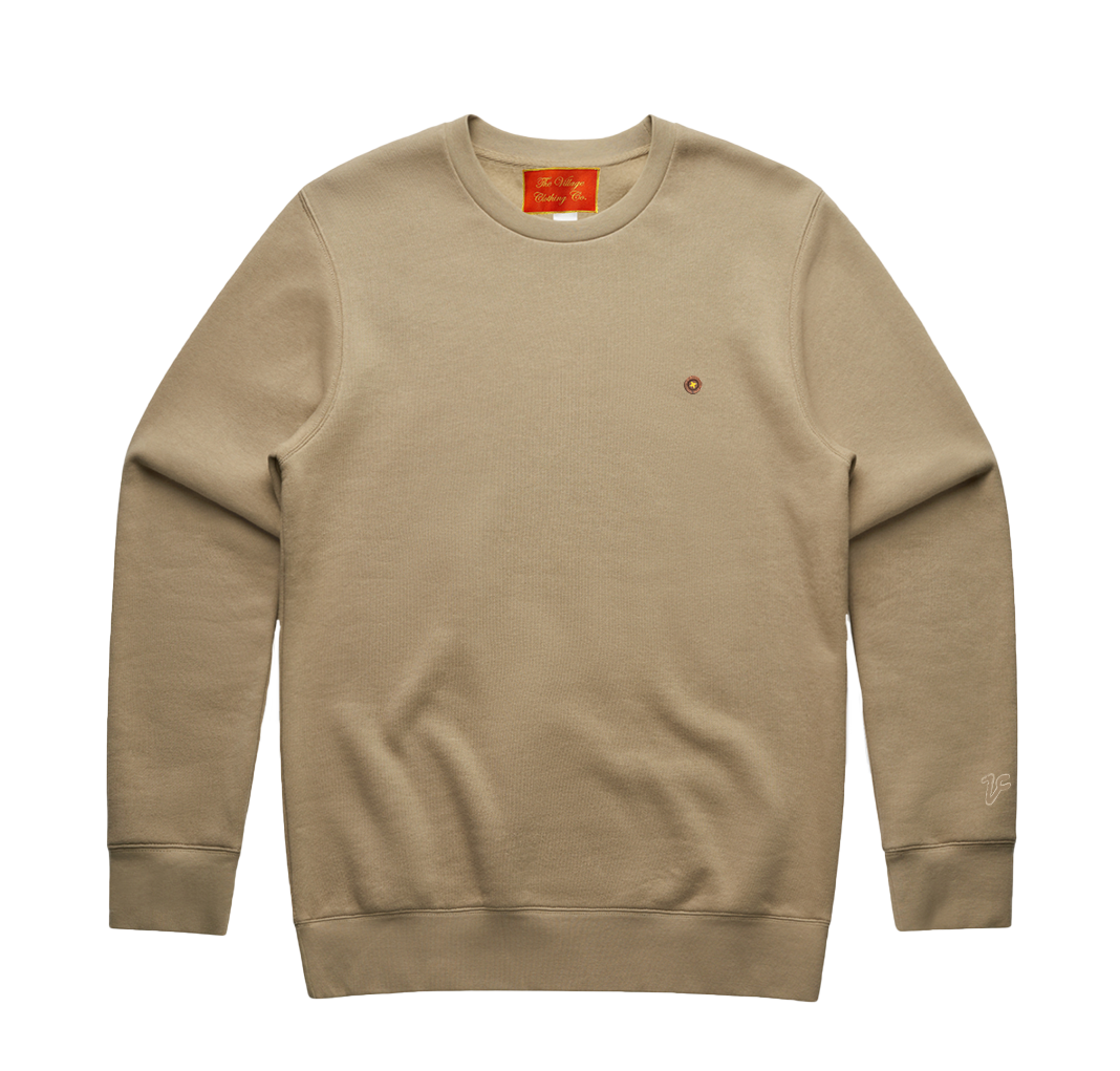 Real Button Crewneck (Tan)